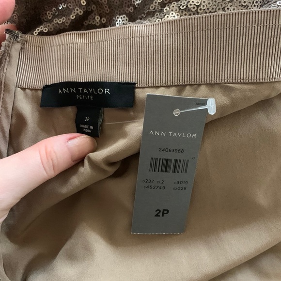 Copper rose gold ann Taylor sequin a line skirt - Picture 6 of 8